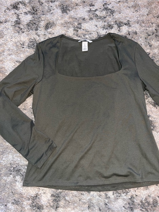 H&M Tops - H&M Olive Green Long Sleeve Square Neck Top